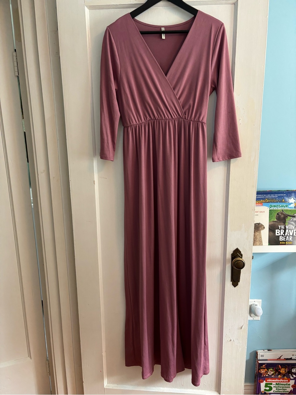 Women’s Mauve Wrap-Style Maxi Maternity Dress
